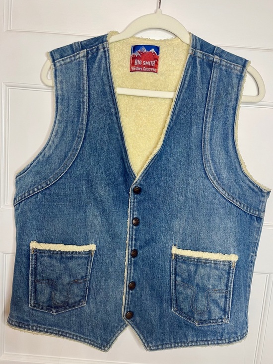 Big Smith Other - VTG‎ BIG SMITH Men’s Blue Denim Sherpa-Lined Vest